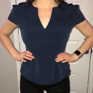 Navy peplum work top